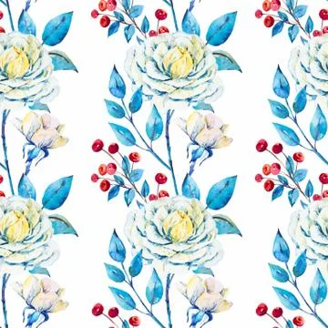 Watercolor floral vector pattern Stock Illustration