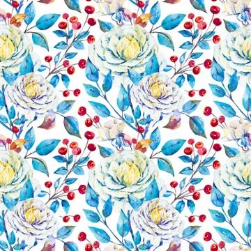 Watercolor floral vector pattern Stock Illustration