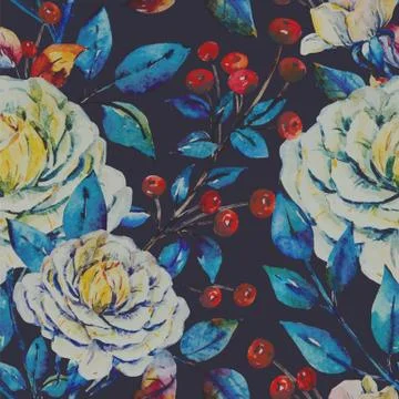 Watercolor floral vector pattern Stock Illustration