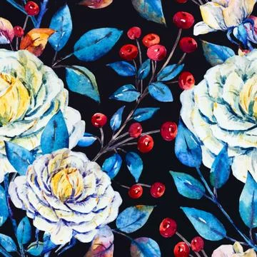 Watercolor floral vector pattern Stock Illustration