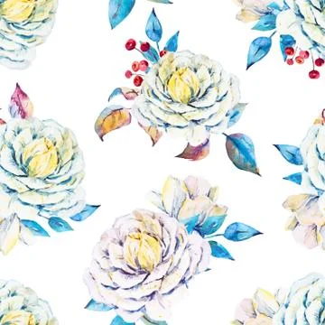 Watercolor floral vector pattern Illustrazione stock