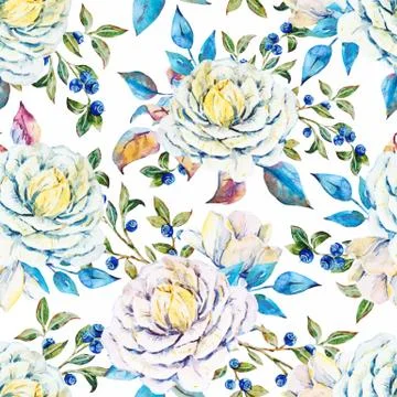 Watercolor floral vector pattern Stock Illustration