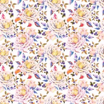 Watercolor floral vector pattern Stock Illustration