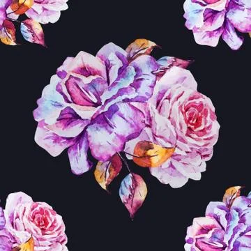 Watercolor floral vector pattern Stock Illustration