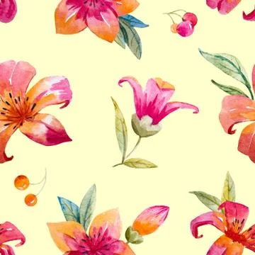 Watercolor floral vector pattern Stock Illustration
