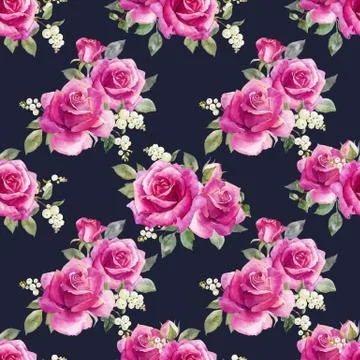 Watercolor floral vector pattern Stock Illustration