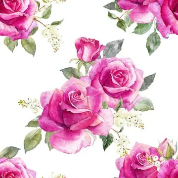 Watercolor floral vector pattern Stock Illustration