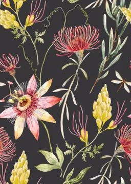 Watercolor floral vector pattern Stock Illustration