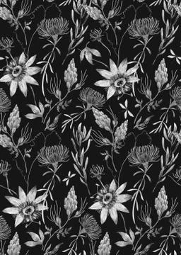 Watercolor floral vector pattern Stock Illustration