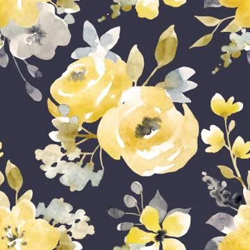 Watercolor floral vector seamless pattern Stock Illustration