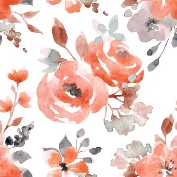 Watercolor floral vector seamless pattern Stock Illustration