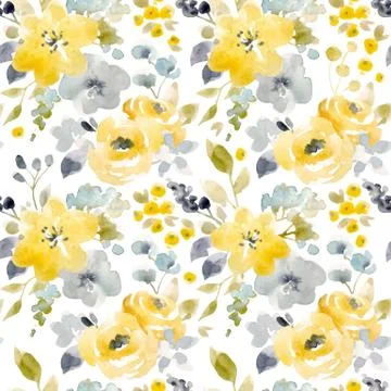Watercolor floral vector seamless pattern Stock Illustration