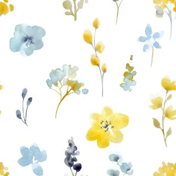 Watercolor floral vector seamless pattern Stock Illustration