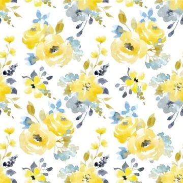 Watercolor floral vector seamless pattern Stock Illustration