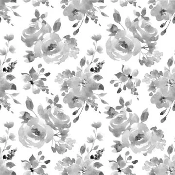 Watercolor floral vector seamless pattern Stock Illustration