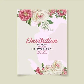 Watercolor-floral-weeding-card-set Stock Illustration