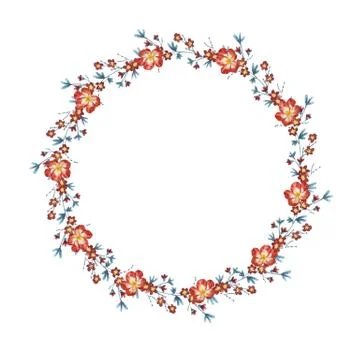 Watercolor floral wreath vector Stock Illustration