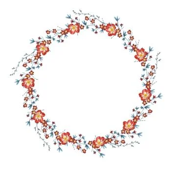 Watercolor floral wreath vector Stock Illustration
