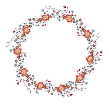 Watercolor floral wreath vector Stock Illustration