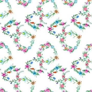 Watercolor flower pattern Stock Illustration