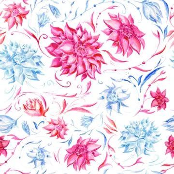 Watercolor flower pattern Stock Illustration