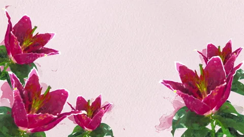 Watercolor flowered frame for scrping design on white background. Loop animation Vidéo 166361442