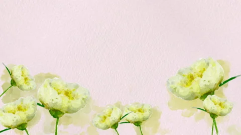 Watercolor flowered frame for scrping design on white background. Loop animation Vidéo 166361674