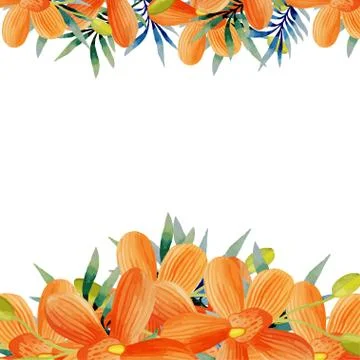 Watercolor flowers frame Stock Illustration