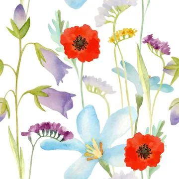 Watercolor flowers pattern Stock Illustration