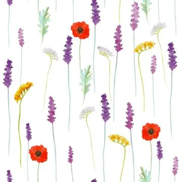 Watercolor flowers pattern Stock Illustration