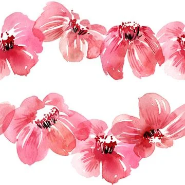 Watercolor flowers pattern Stockillustratie