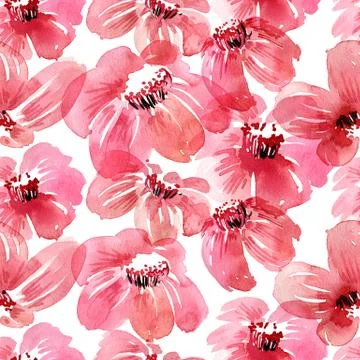 Watercolor flowers pattern Stockillustratie
