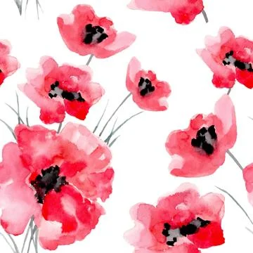 Watercolor flowers seamless pattern Stock Illustration