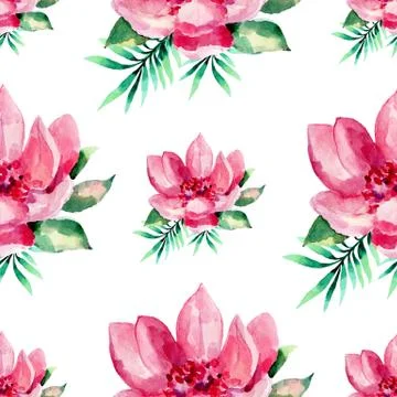 Watercolor flowers seamless pattern Stock Illustration