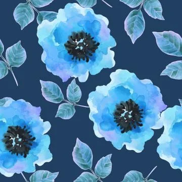 Watercolor flowers seamless pattern Stock Illustration