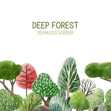 Watercolor forest elements, hand drawn vector illustration. Stock Illustration