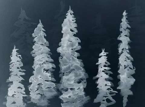 Watercolor forest Stock Illustration