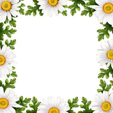 Watercolor frame of spring daisies. Background for decoration of text, photos Stock Illustration