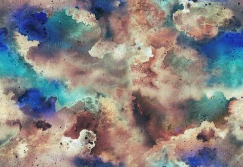 Watercolor galaxy seamless pattern Stock Illustration