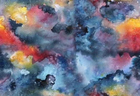Watercolor galaxy seamless pattern Stock Illustration