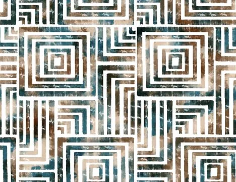 Watercolor geometric shape pattern. Stock Illustration