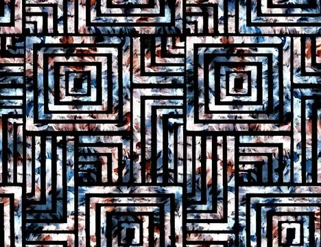 Watercolor geometric shape pattern. Stock Illustration