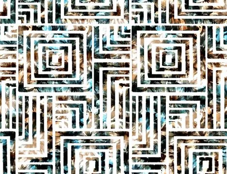 Watercolor geometric shape pattern. Illustrazione stock