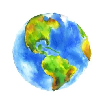 Watercolor globe Stock Illustration