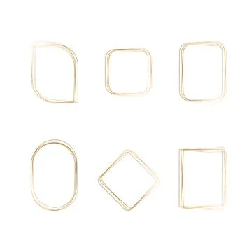 Watercolor gold frames set with varied shapes for design Stock Illustration
