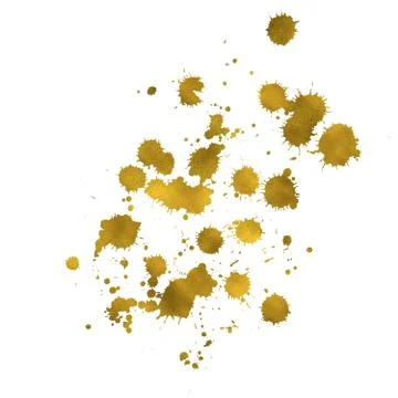 Watercolor gold paint splashes pattern, smear liquid stains splatter. Stock Illustration