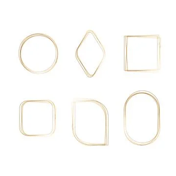 Watercolor golden frames set with various elegant shapes Stockillustratie