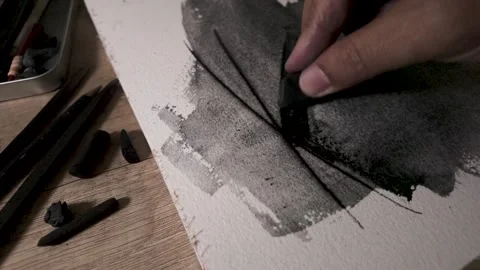 Watercolor graphite expanding into an abstract textured surface, water-solu.. Stock Footage 344797799