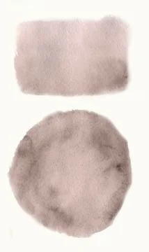 Watercolor grays blank rounded rectangle shape on white background Stock Illustration