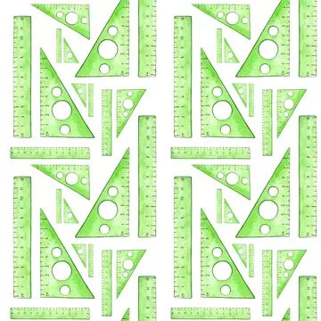 Watercolor green ruler pattern Illustrazione stock